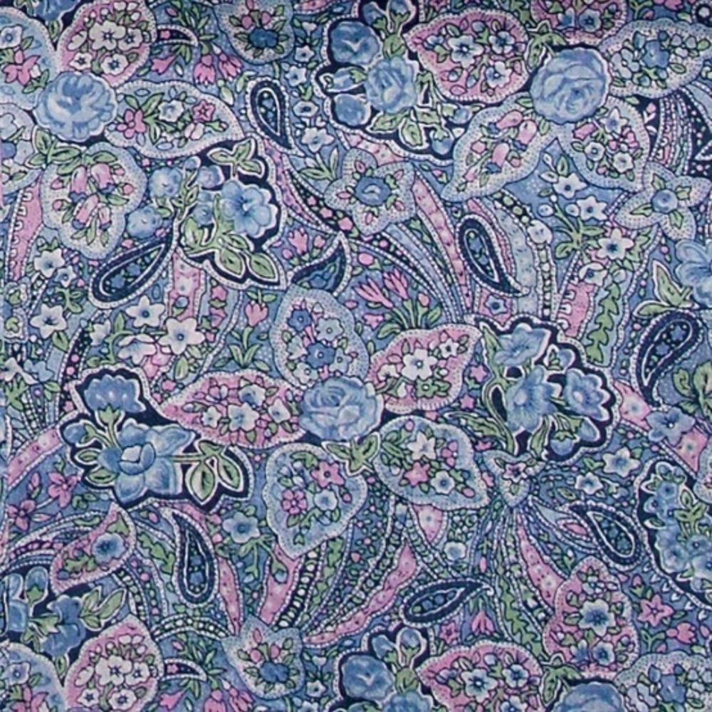 Wyoming Traders Wild Rag Calico Blue Paisley Silk Western Scarf - 34.5"